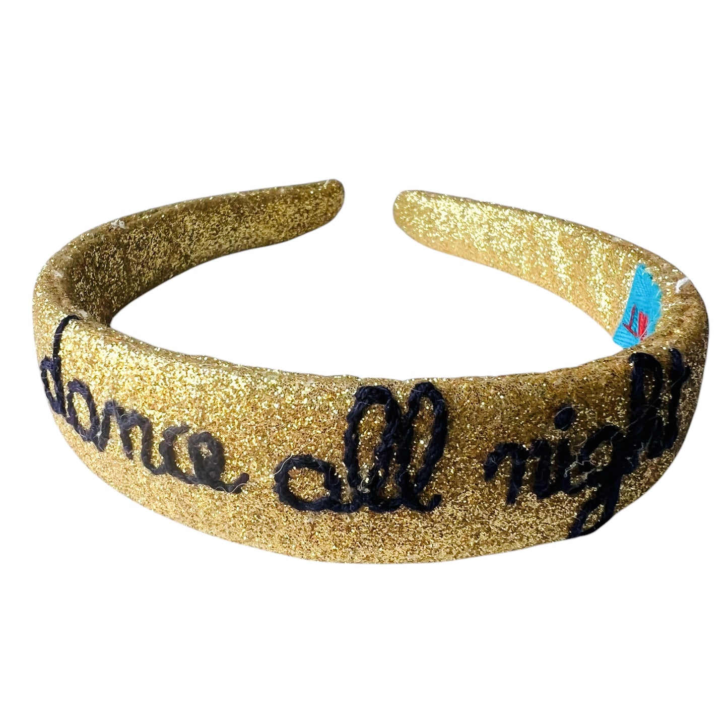 Cerchietto per capelli in panno e lurex oro " dance all night" ricamato a mano