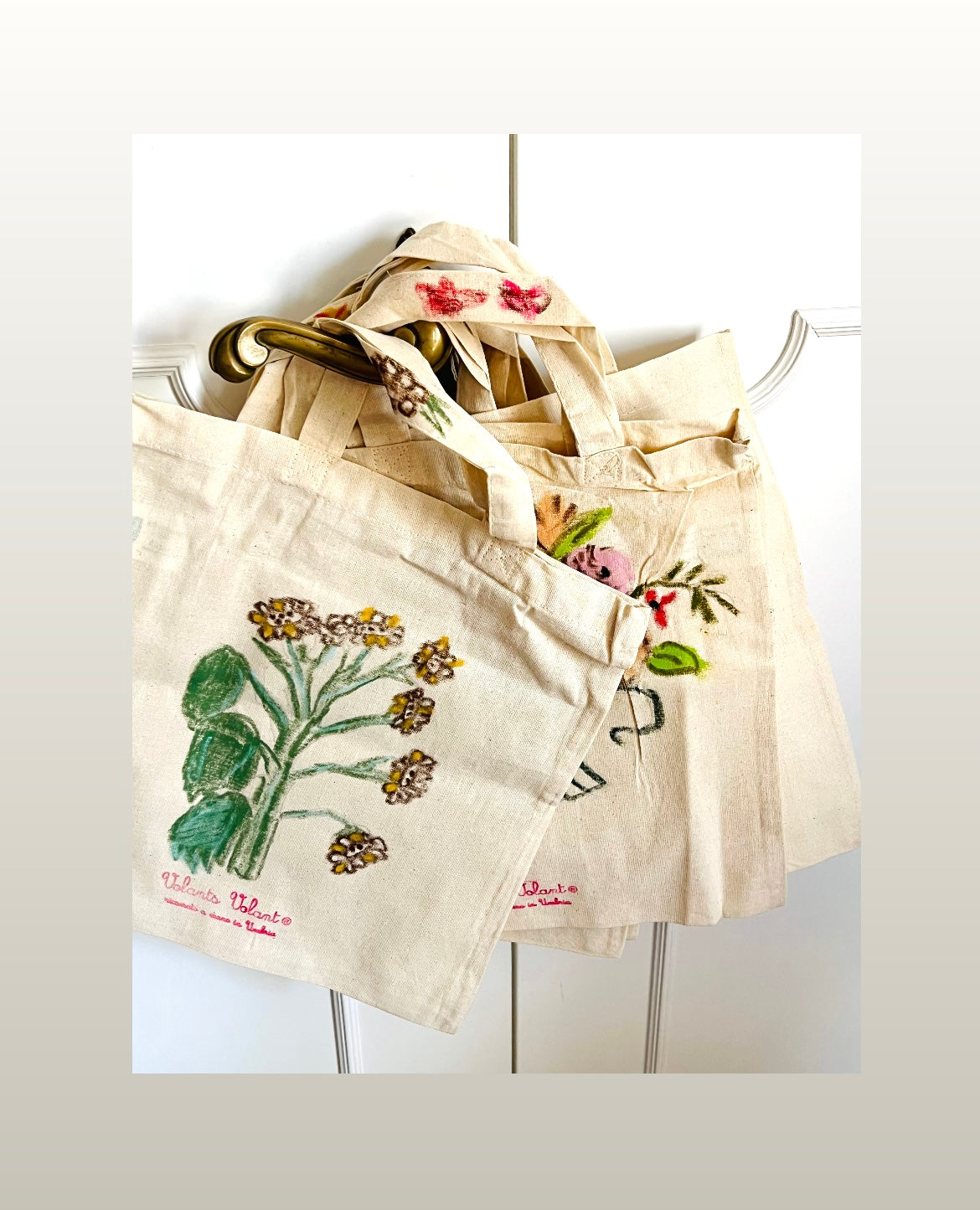 shopper VOLANTS VOLANT in tela di cotone disegnata a mano con iris