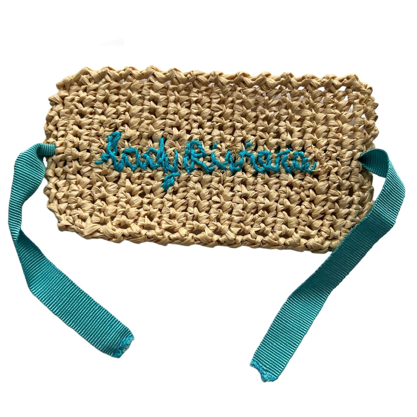 Bracciale alto naturale in rafia "lady Riviera" ricamato a mano