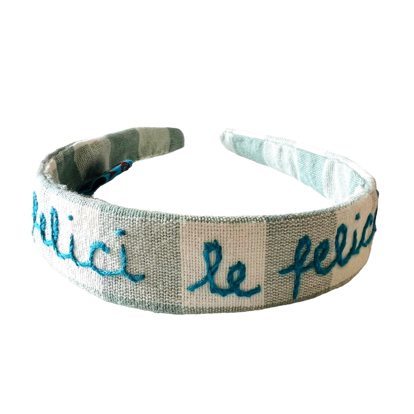 cerchietto per capelli “ felici le felici” ricamato a mano