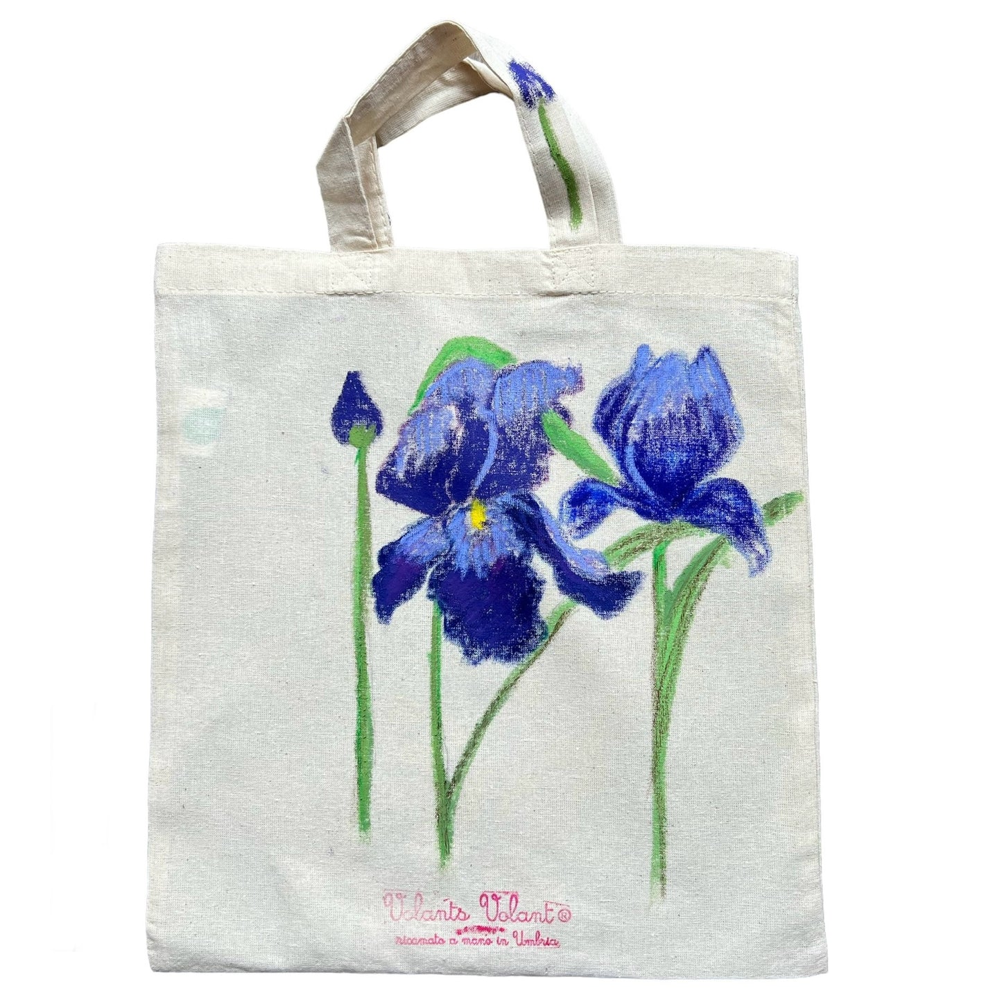 shopper VOLANTS VOLANT in tela di cotone disegnata a mano con iris