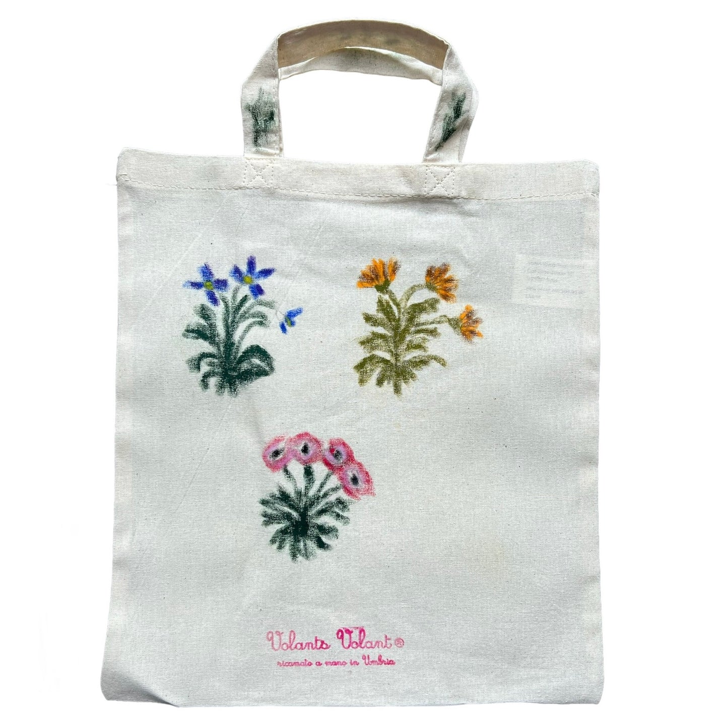 shopper VOLANTS VOLANT in tela di cotone disegnata a mano con fiori