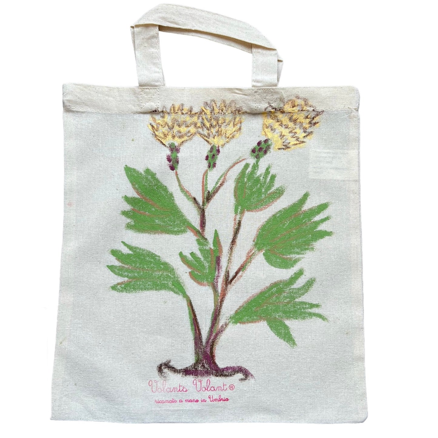 shopper VOLANTS VOLANT in tela di cotone disegnata a mano con pianta selvatica