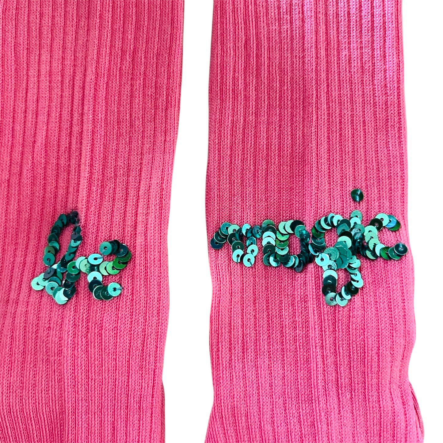 calzini in filo scozia rosa Barbie "be magic" ricamati a mano con paillettes