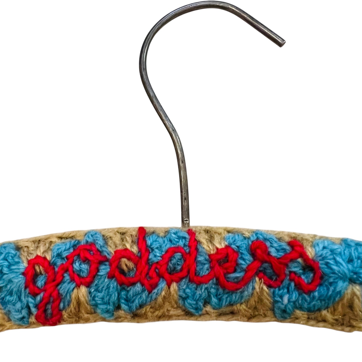 gruccia crochet nocciola e turchese realizzata e ricamata a mano "goddess"