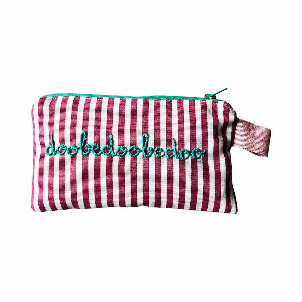 bustina righe bordeaux "doobedoobedoo" ricamata a mano