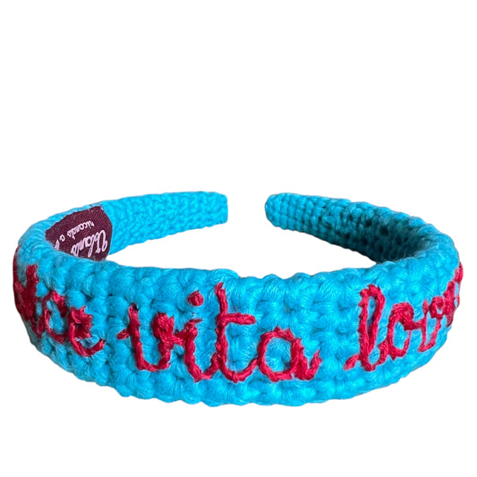 cerchietto per capelli crochet “dolce vita lover” ricamato a mano